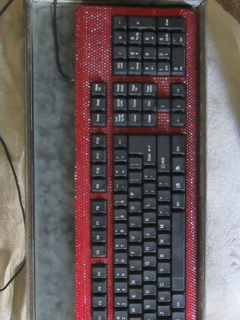 Full Blinged out computer keyboard ruby red vintage